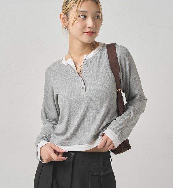  「レイヤードヘンリートップス」|Tシャツ・カットソー|