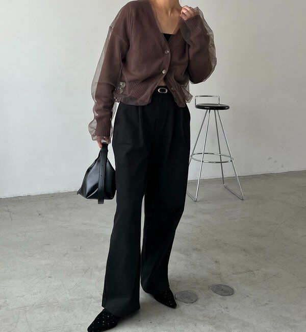  「【1枚で着映え】チュールレイヤードカーディガン」|カーディガン|