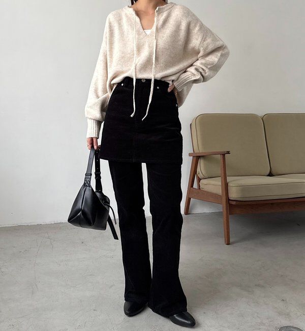  「【前後2WAY】もちふわ2WAYスキッパーニット」|ニット・セーター|