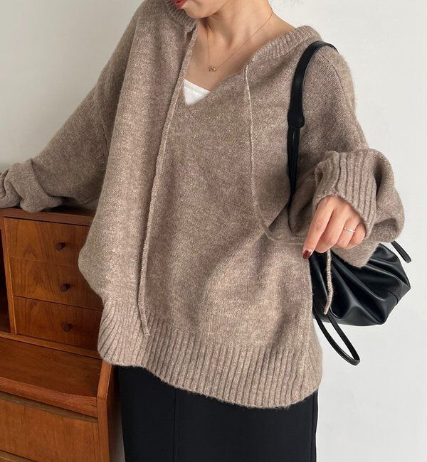  「【前後2WAY】もちふわ2WAYスキッパーニット」|ニット・セーター|