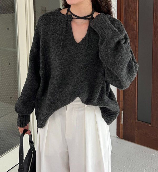  「【前後2WAY】もちふわ2WAYスキッパーニット」|ニット・セーター|