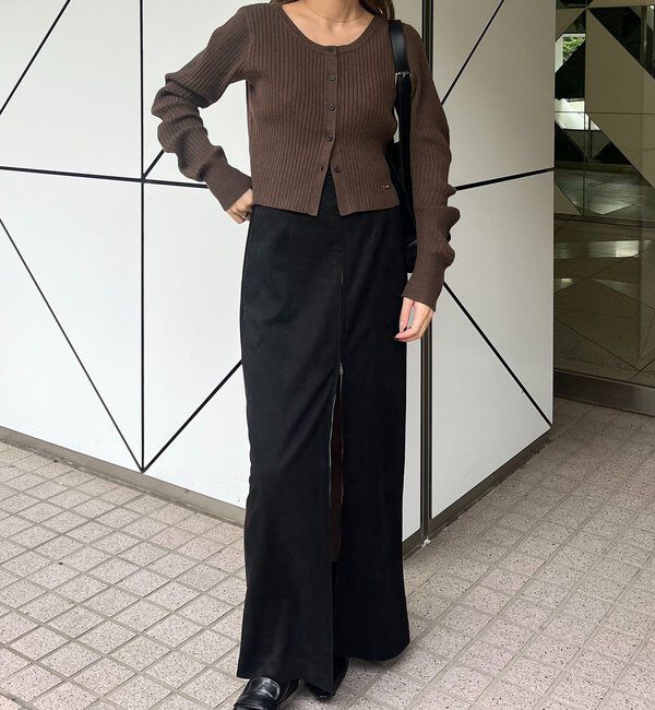  「【新色/オフホワイト】【前後2WAY】カーブスリーブリブニット」|カーディガン|