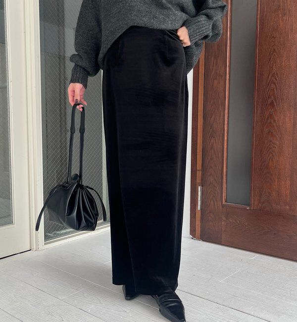  「【低身長サイズあり】ベロアIラインスカート」|スカート|