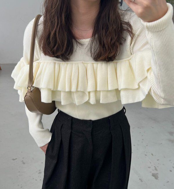  「【2WAYで着用可能】ベアフリルニット」|ニット・セーター|