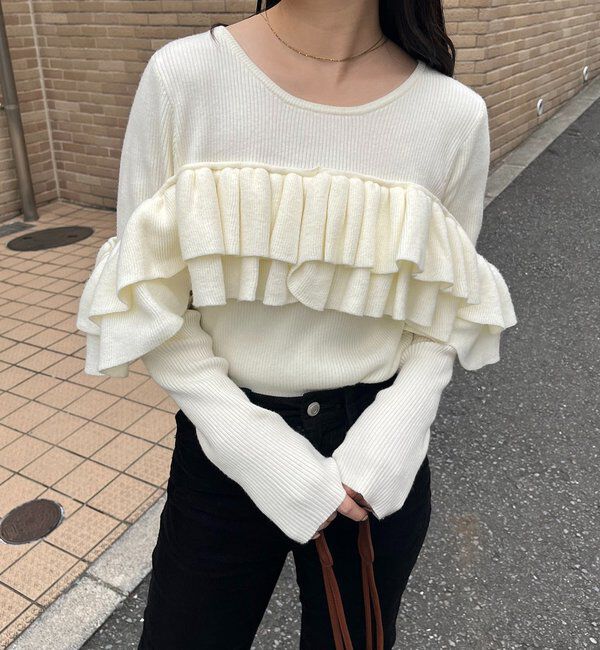  「【2WAYで着用可能】ベアフリルニット」|ニット・セーター|