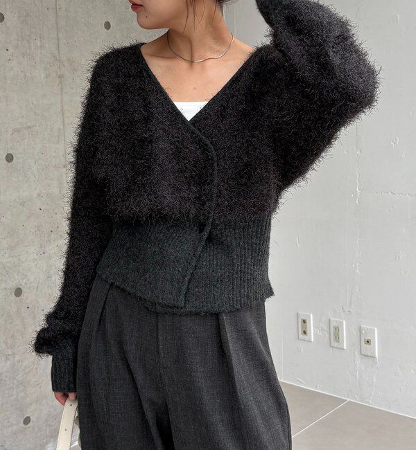  「フェザーラップカーディガン」|カーディガン|ブラック