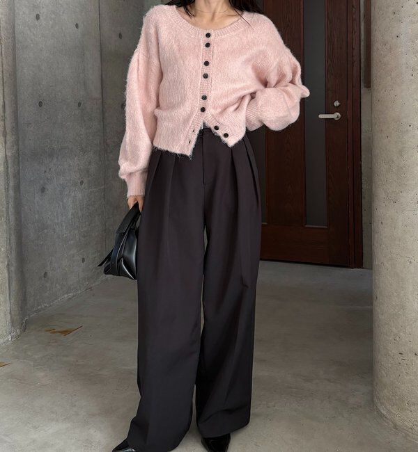  「【前後2WAY】モヘア起毛パフカーディガン」|カーディガン|