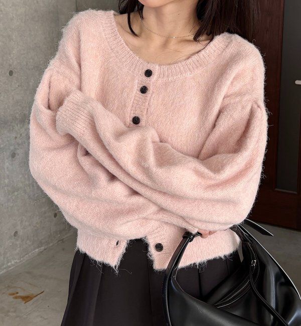  「【前後2WAY】モヘア起毛パフカーディガン」|カーディガン|