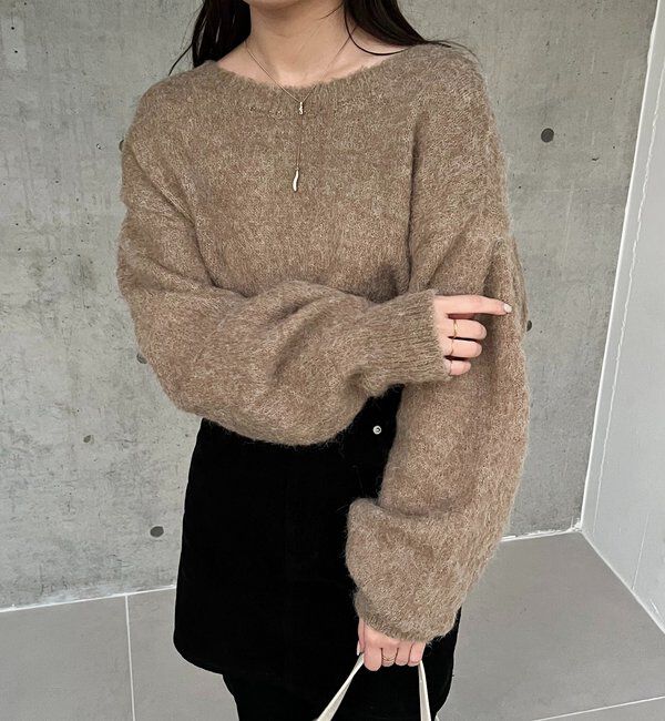 「【前後2WAY】モヘア起毛パフカーディガン」|カーディガン|