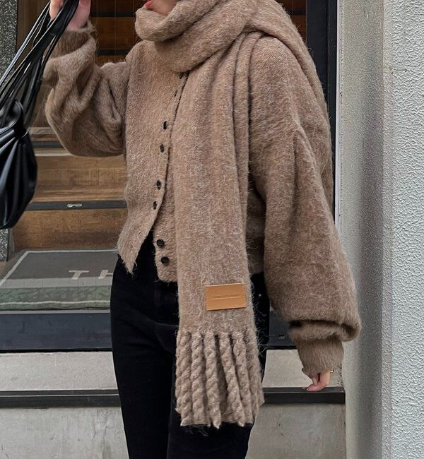  「【前後2WAY】モヘア起毛パフカーディガン」|カーディガン|