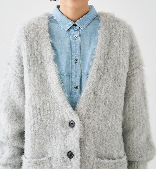collex「ヘアリー畦編みカーディガン」|カーディガン|