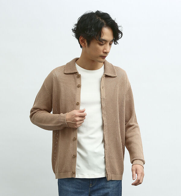 ABAHOUSE「メッシュニット ポロ カーディガン / サマーニット」|カーディガン|