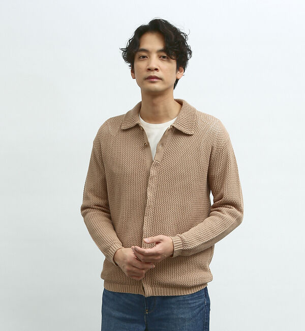 ABAHOUSE「メッシュニット ポロ カーディガン / サマーニット」|カーディガン|