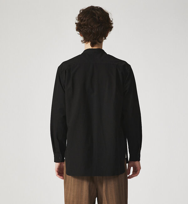 ABAHOUSE「【変形襟】定番/シャンブレーツイル カラーレス シャツ / バンドカラーシャツ」|シャツ・ブラウス|