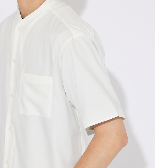 ABAHOUSE「【変形襟】トロミシャンブレー カラーレス 半袖シャツ / バンドカラー」|シャツ・ブラウス|