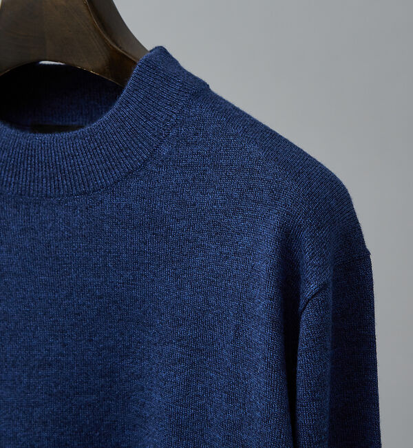 ABAHOUSE「Pure Merino ハイゲージモックネック ニット プルオーバー」|ニット・セーター|インディゴ