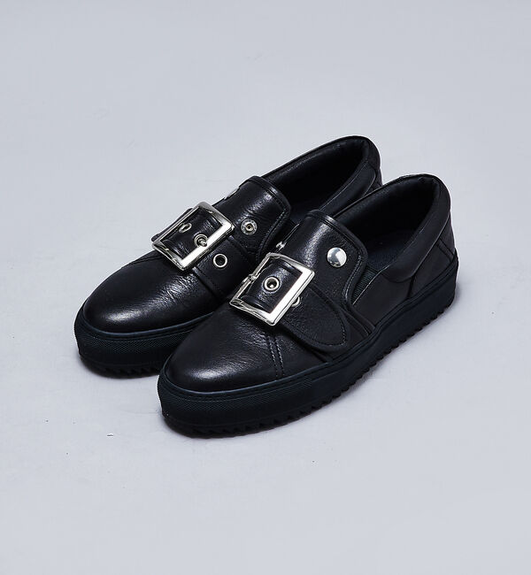 alfredoBANNISTER「センターバックル ライダース レザー スリッポン/スニーカー」|スニーカー|