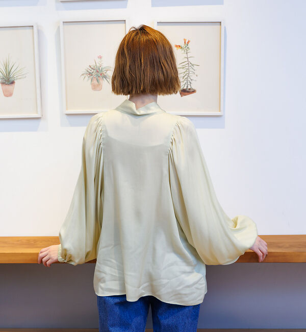 Rouge vif「とろみ素材 ギャザースリーブボウタイブラウス」|シャツ・ブラウス|