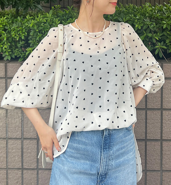 Rouge vif「ハートフロッキーシアーブラウス」|シャツ・ブラウス|アイボリー