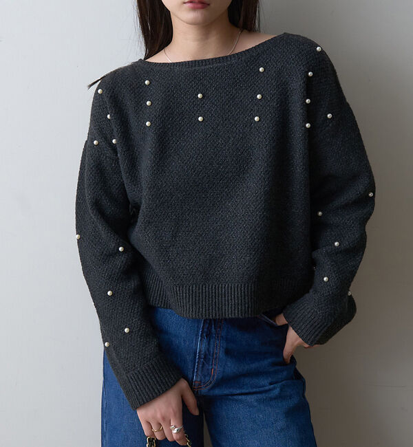 Rouge vif「【一部店舗限定】ビジューニットプルオーバー」|ニット・セーター|アイボリー