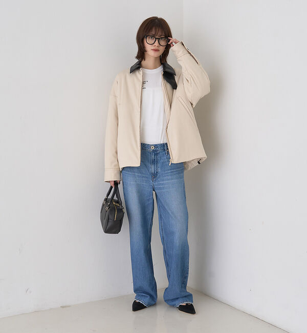 Rouge vif「異素材衿パフィブルゾン/ハンティングジャケット」|ブルゾン・スタジャン|