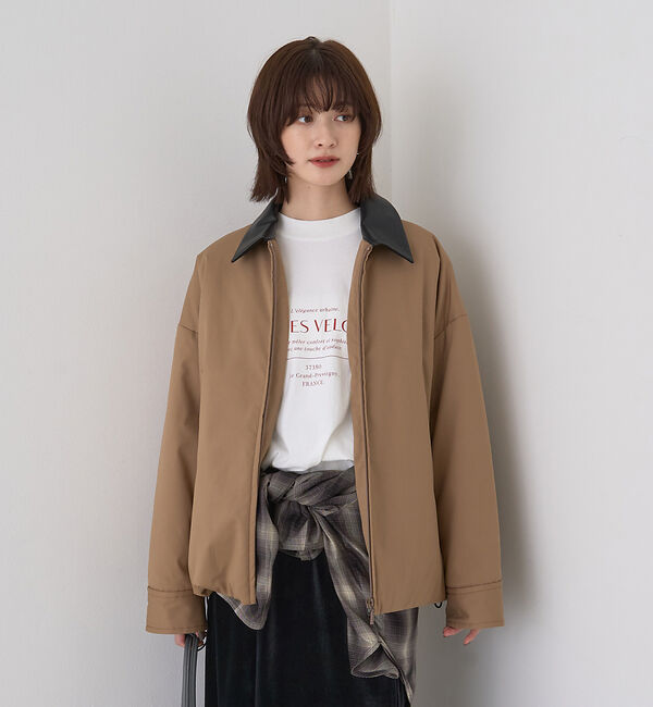 Rouge vif「異素材衿パフィブルゾン/ハンティングジャケット」|ブルゾン・スタジャン|