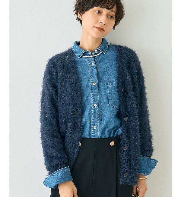 Rouge vif「【一部店舗限定】ラメシャギーニットカーディガン」|カーディガン|ネイビー