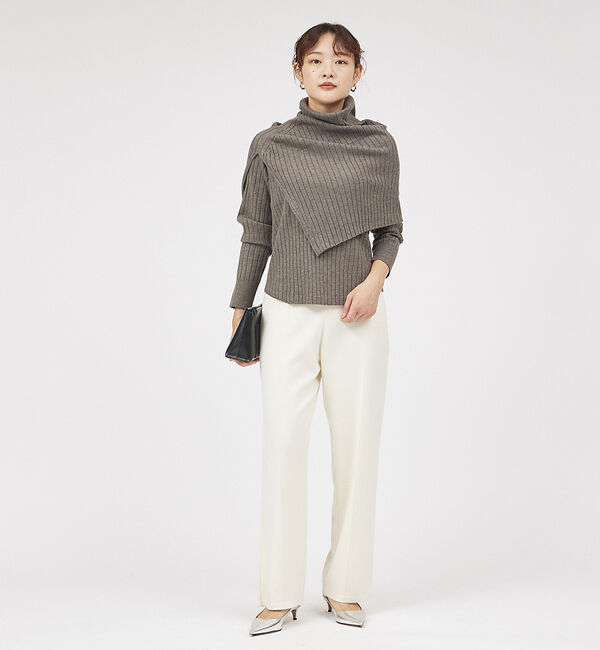 qualite「【23AW】アシメスヌードリブニット」|ニット・セーター|