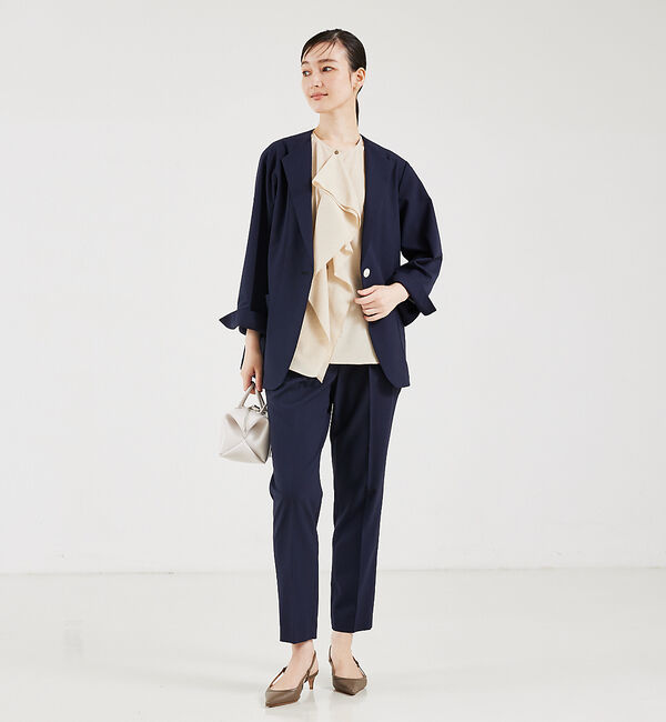 qualite「フロントラッフルノースリーブブラウス」|シャツ・ブラウス|