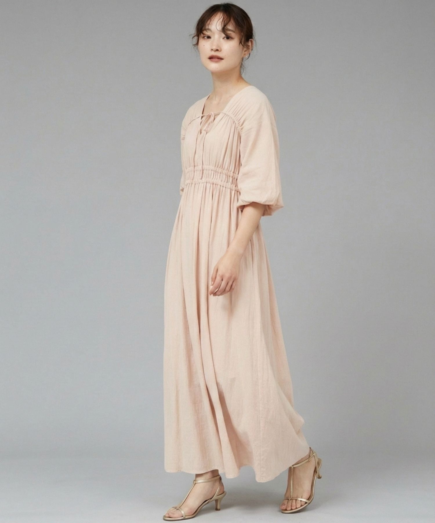 qualite「ウェストギャザーワンピース」|ワンピース|