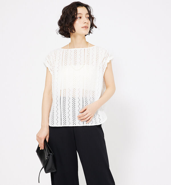 qualite「オーバーレースパフブラウス」|シャツ・ブラウス|