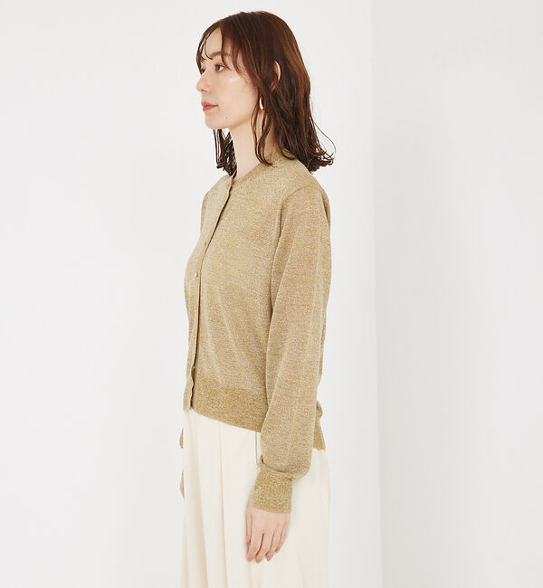 qualite「【夏の羽織りにおすすめ】ラメハイゲージニットカーデ」|カーディガン|