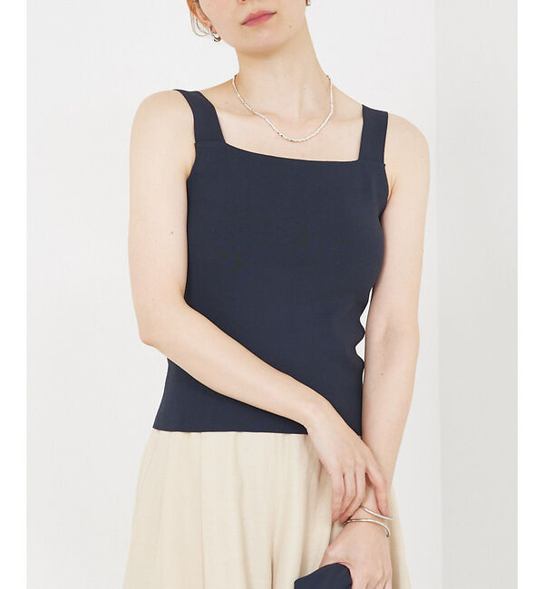 qualite「【セットアップ対応】接触冷感/レーヨンストレッチニットノースリーブ」|キャミソール|チャコールグレー