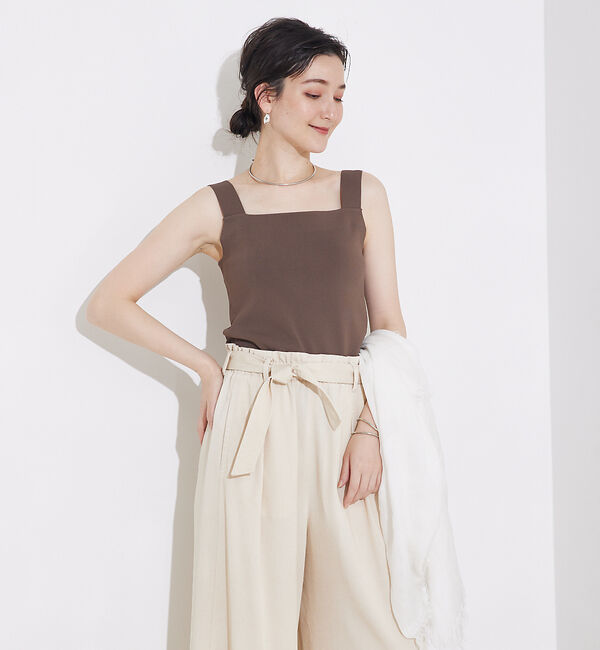 qualite「【セットアップ対応】接触冷感/レーヨンストレッチニットノースリーブ」|キャミソール|