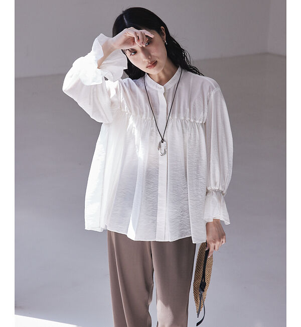 qualite「シャーリングパフスリーブシャツ」|シャツ・ブラウス|