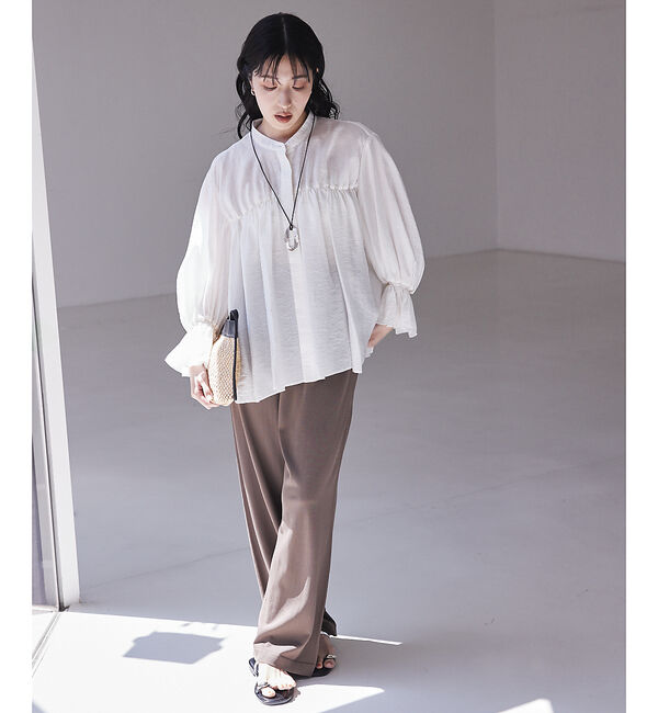 qualite「シャーリングパフスリーブシャツ」|シャツ・ブラウス|