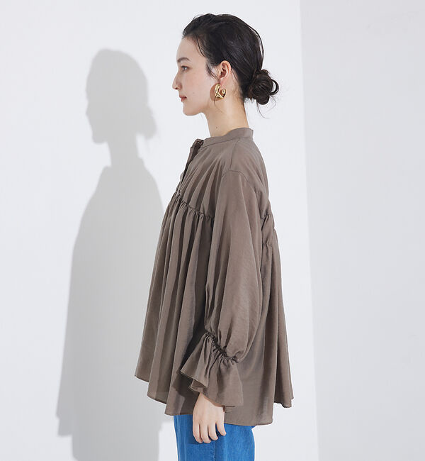 qualite「シャーリングパフスリーブシャツ」|シャツ・ブラウス|