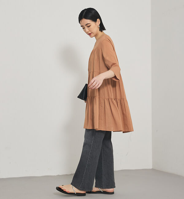 qualite「【e&times;qualite】フレアークロップドデニム」|デニム|