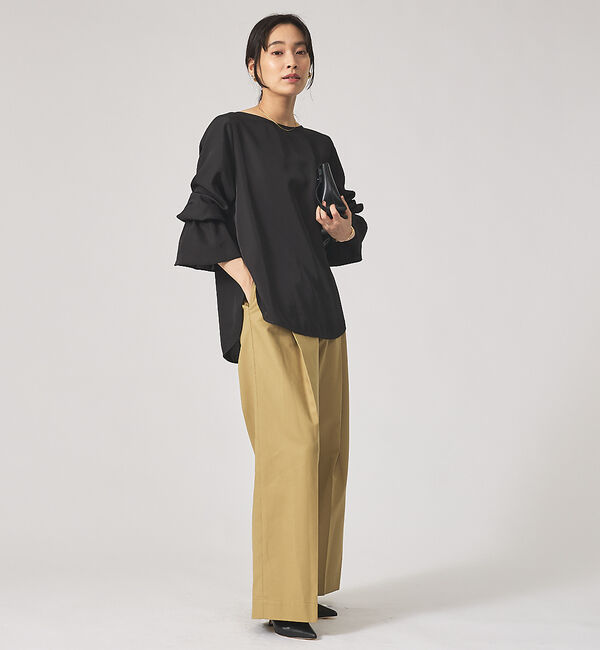 qualite「ブライトツイルベルブラウス」|シャツ・ブラウス|