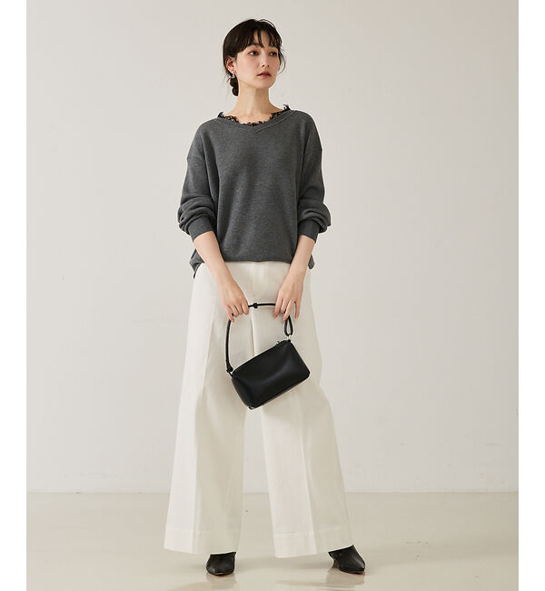 qualite「【トレンドアイテム】Vネックレース付きニット」|ニット・セーター|