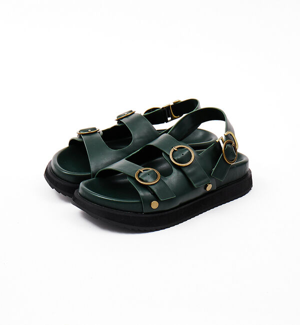 AU BANNISTER「【LAROUTE】メタルパーツサンダル」|サンダル|ダークグリーン