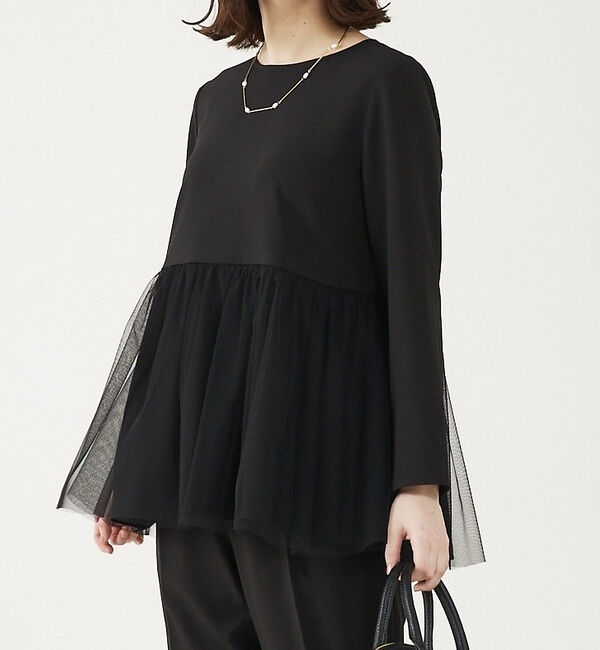 abahouse mavie「【エニデイカセット】チュールペプラムブラウス」|シャツ・ブラウス|ブラック