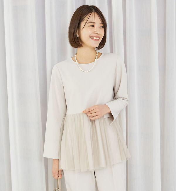 abahouse mavie「【エニデイカセット】チュールペプラムブラウス」|シャツ・ブラウス|