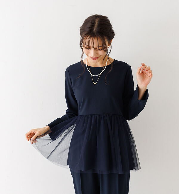 abahouse mavie「【エニデイカセット】チュールペプラムブラウス」|シャツ・ブラウス|