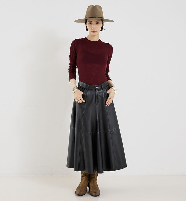 The Store by C' 「【HAIKURE】MID SERENITY LETHER SKIRT／レザースカ」|スカート|