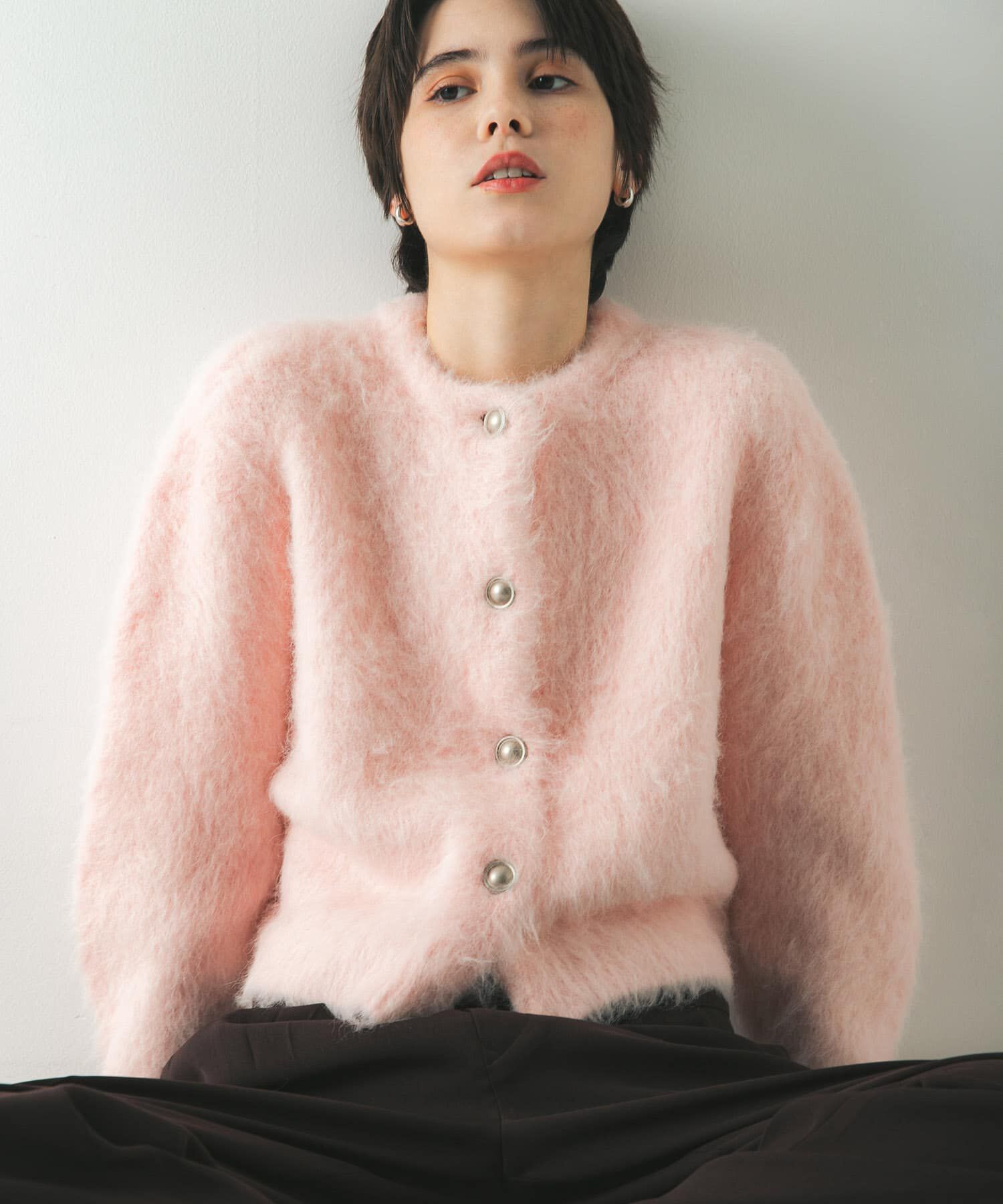 URBAN RESEARCH「ブラッシュシャギーニットカーディガン」|カーディガン|ピンク