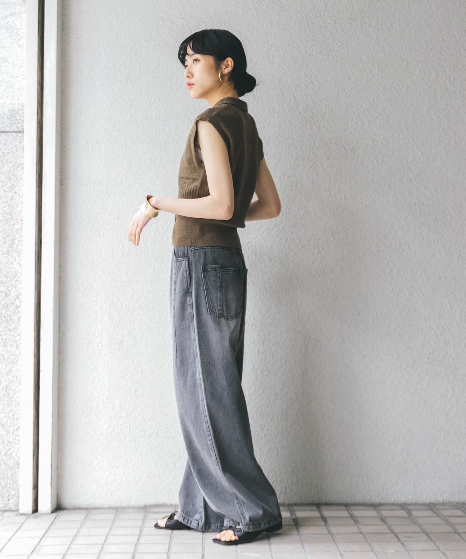  「『2サイズ展開』ドローストリングデニム」|デニム|