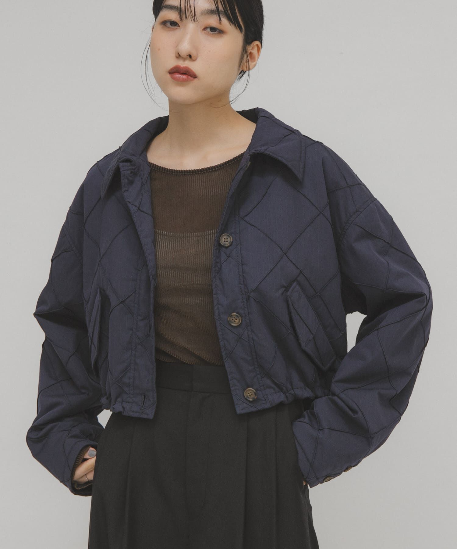  「キルティングシャツブルゾン」|ダウン|