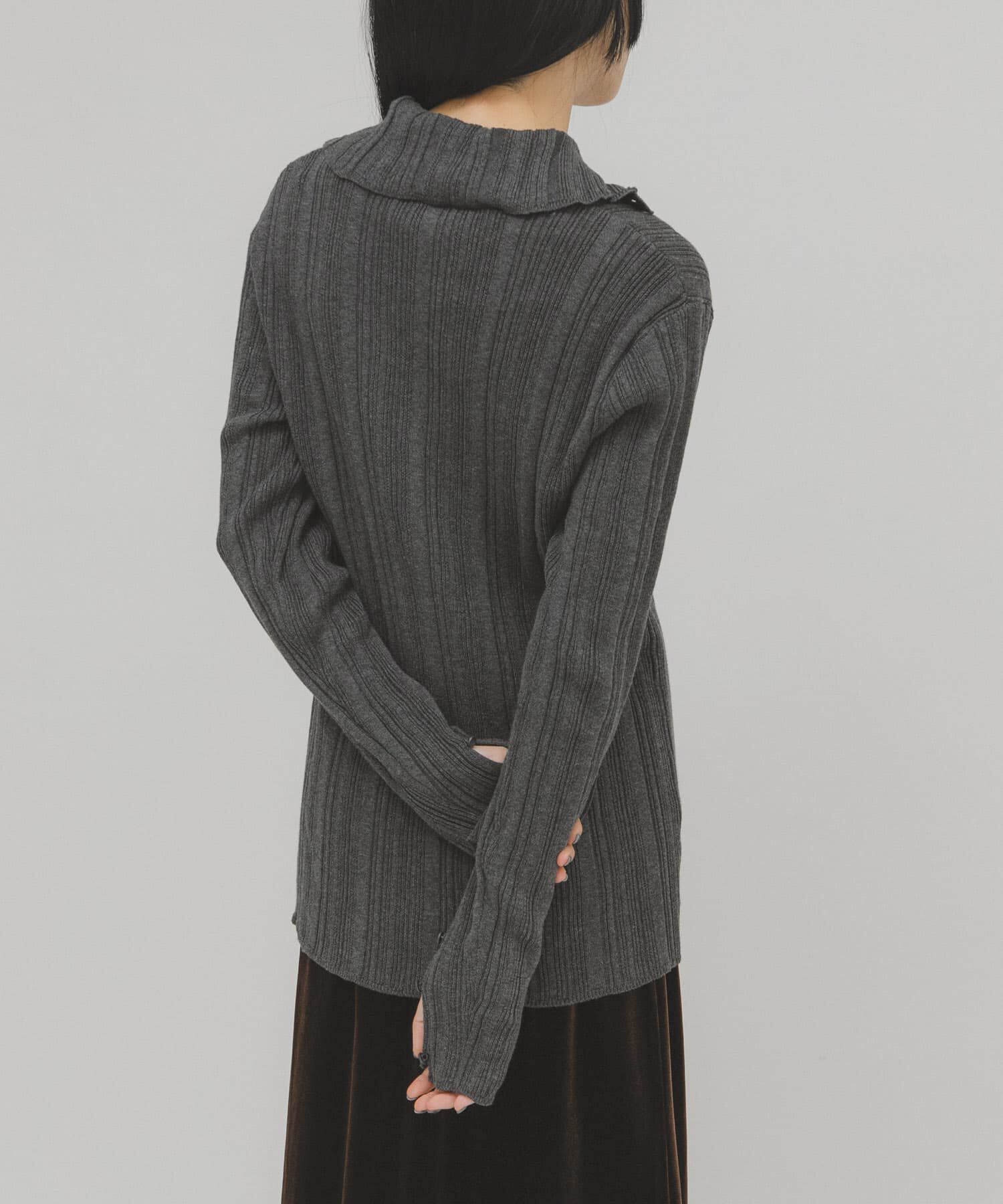  「ボタンアップランダムRIBニット」|ニット・セーター|