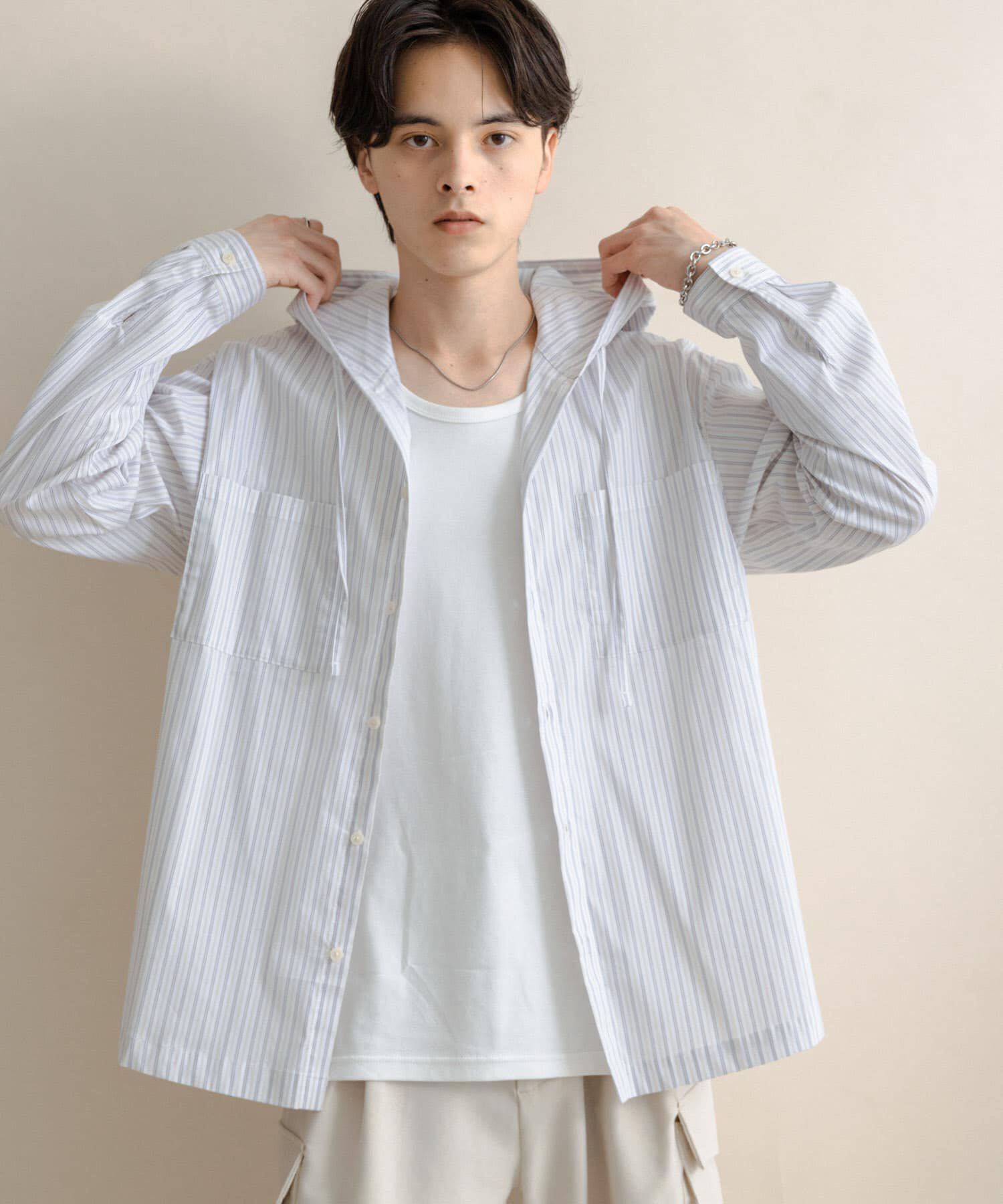 SENSE OF PLACE by URBAN RESEARCH「ストライプフーディールーズシャツ」|シャツ・ブラウス|